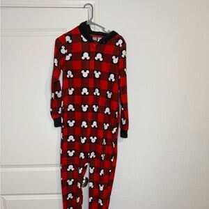 Disney 100 Yr Mickey Mouse Ears One Piece Pajamas Unisex SM Full Zip AOP Fleece